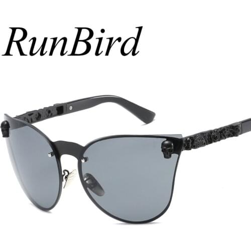 2018 New Fashion Unique Skull Women Cat Eye Sunglasses Men Vintage Oversized Rimless Mirror Cateye Sun Glasses For Female 1145R