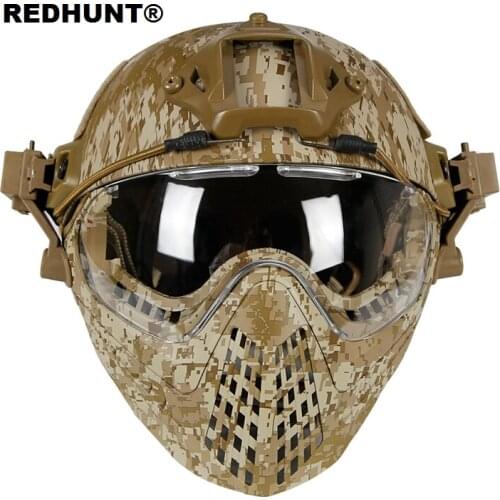Airsoft Tactical Paintball Full Face Protection Mask and Goggles Helmet Set