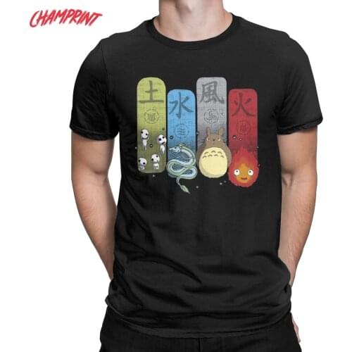 Studio Ghibli Spirited Away Howl Mens T Shirt Anime Funny Tees Short Sleeve Crewneck T-Shirt Cotton Plus Size Tops