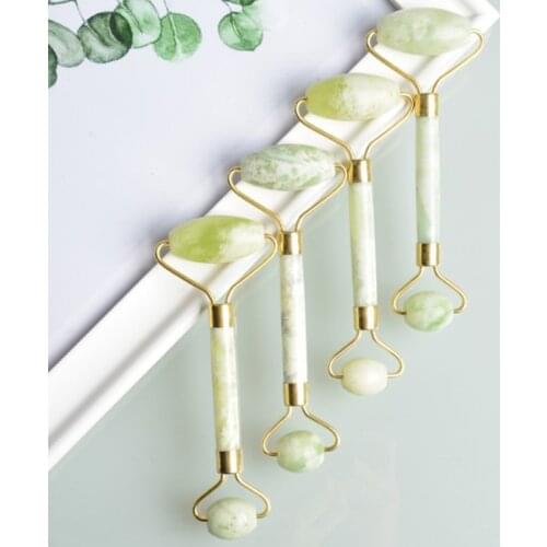Jade Stone Facial Massage Roller For Face Natural Massager Green Thin Lift Beauty Slimming Tools Roller For Chin Neck Skin Care