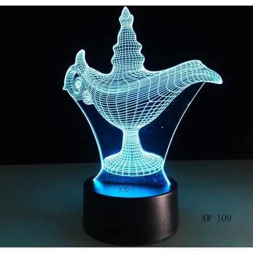 USB Novelty Gifts 7 Colors Changing Led Night Lights Aladdin magic lamp 3D LED Desk Table Lamp Decor for Home Office AW-109