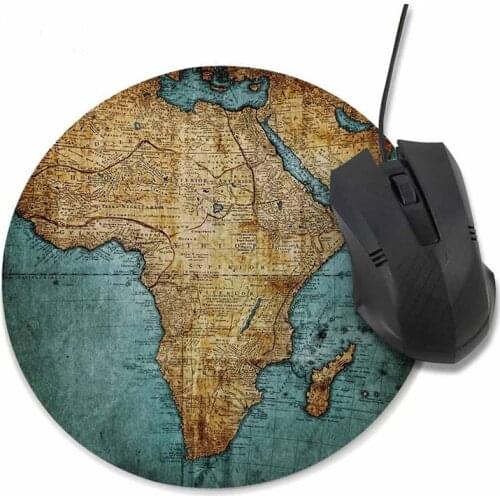 Mouse Pad Vintage World Map Print Mousepad Antique Decorate Mouse Pads 20CM Round Gaming Mouse Pad For Office and Home Computer