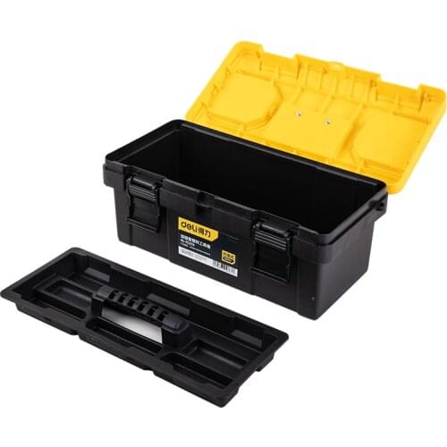 Deli 17-Inch Reinforced Toolbox Plastic Tool Box Tool Storage Box Daily Storage Parts Storage Tool Organizer Two-Tier Structure