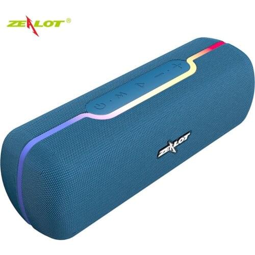 ZEALOT S55 Powerful Bluetooth Speakers With LED Light Portable Wireless Column Subwoofer For Computer Car Caixa De Som FM Radio