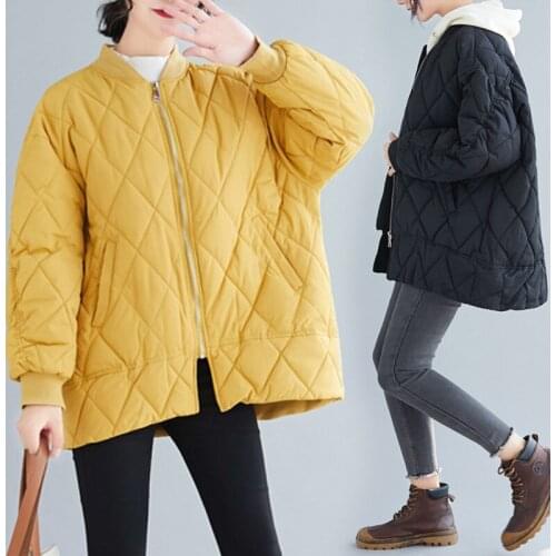 2021 New Autumn Winter Coat Women Cotton Jacket Oversize Fashion Short Loose Black Clothes Plus Size Outerwear Female Tops