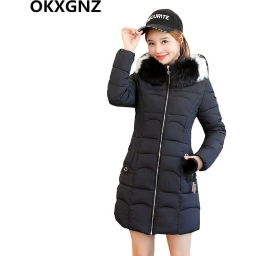 2019 Winter Jacket Women Big Fur Hooded Parka Long Coats Cotton Padded Ladies Overcoat Warm Thicken Jaqueta Feminina Inverno M77