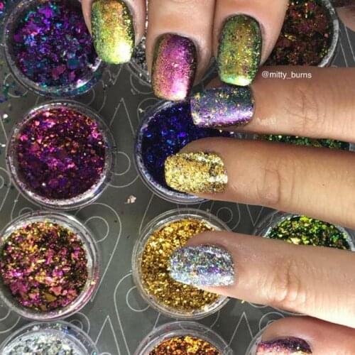 0.2g/jar Chameleon Flakes Magic Mirror Powder Nails Nail Art Gel Decoration Gift for Her Purple Mermaid Pigment Flakes IJ34HU