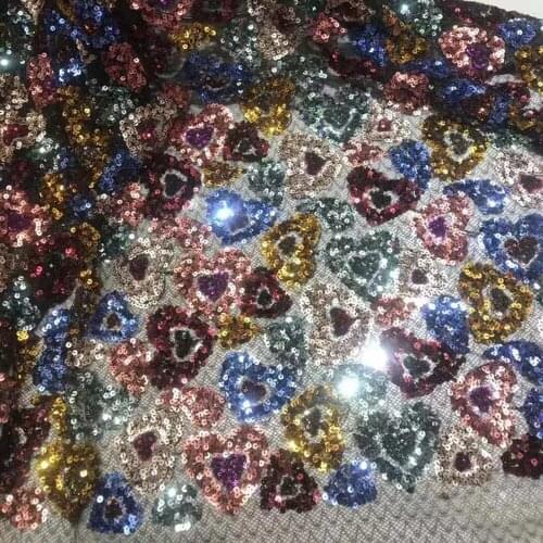 1Y/lot African Glitter Lace Sequins Fabric For Wedding Dress Decoration DIY Craft Material