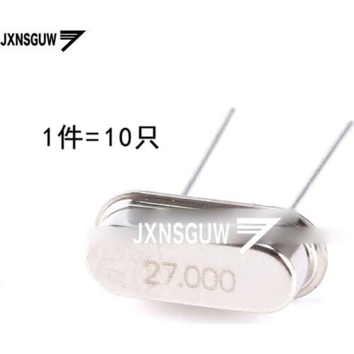 10PCS crystal 27.000MHz 49S passive crystal 27MHz 20ppm 20PF 2 foot 27M