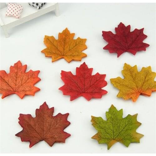 100Pcs/lot Size 8cm Multi ColorArtificial Silk Maple Leaves Fake Flower Leaf For Art Scrapbooking Wedding Party Decoration