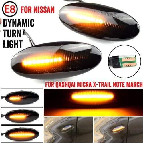 2pcs Dynamic LED Side Marker Turn Signal Lights For Nissan Qashqai Dualis Juke Micra March Micra CUBE EVALIA Note X-Trail LEAF