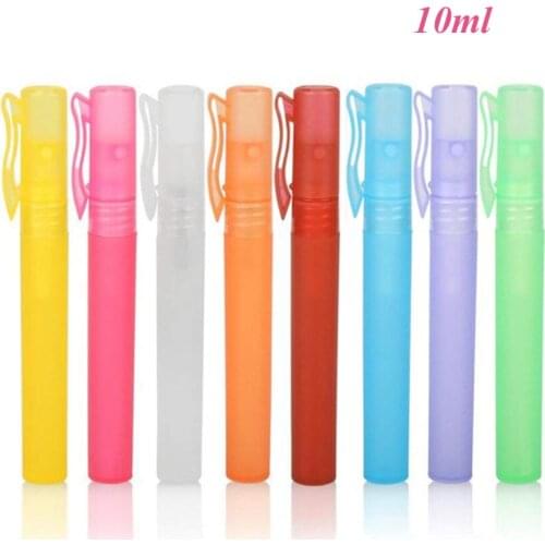 360pcs/lot 10ml Empty Portable Perfume Spray Bottle Atomizer Colorful Frosted Plastic Sprayer Bottle Pen Shape Pocket Perfume
