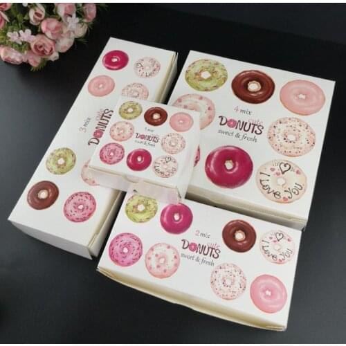 4 Size White Cardboard Donut Box Paper Doughnut Packaging Box Baking Pastry Packing Box Wholesale SN156