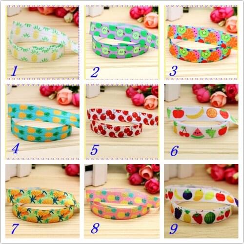 5/8'' Free shipping Fold Elastic FOE pineapple fruits printed headband headwear hairband diy decoration wholesale OEM S119