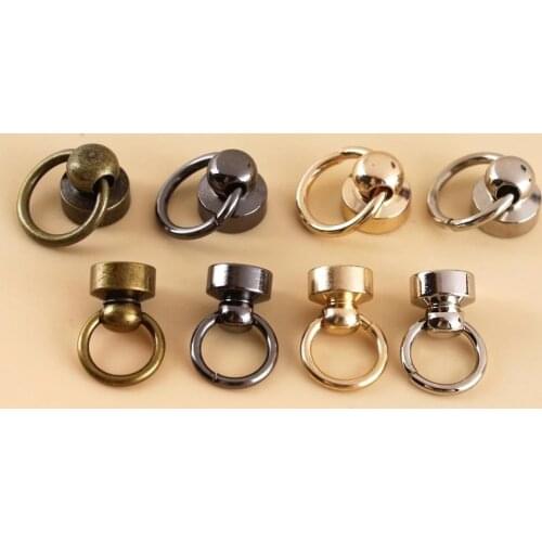 5Sets Metal Ball Post With O Ring Studs Rivets Nail Screwback Round Head Spots Spikes Leather Craft Phone Case Decor Accessories