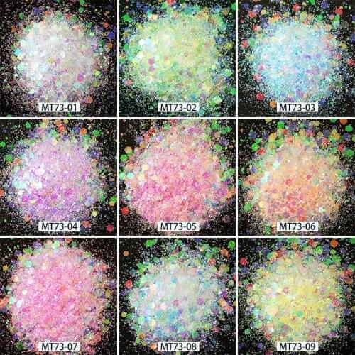 50g/bag 3D Mermaid Hexagon Glitter Sequins Nail Art Mixed Color Holographic Flakes For UV Polish Accessory Manicure 3D Tips BZY1