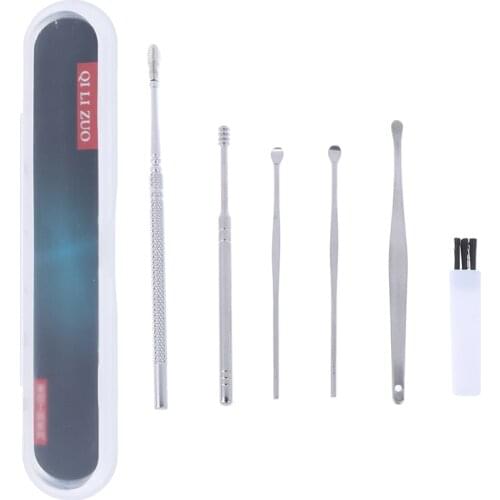 5/6 Pcs/Set Unisex Stainless Steel Spiral Ear Pick Spoon Ear Wax Removal Cleaner Ear Care Beauty Tools Multifunction Portable