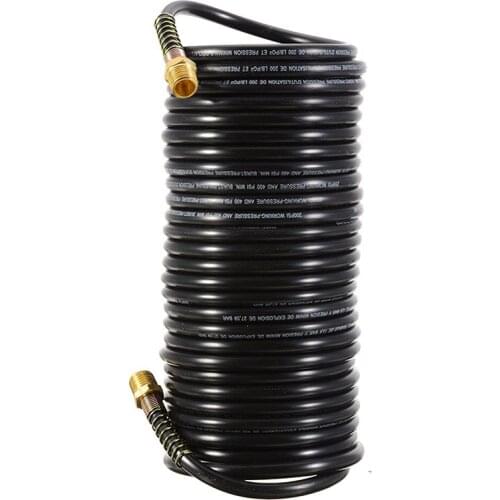 Black Recoil Hose 7.5M 25FT 1/4"NPT Air Hose Spring Tube Pneumatic Airline Compressor for Compressor Air Tool