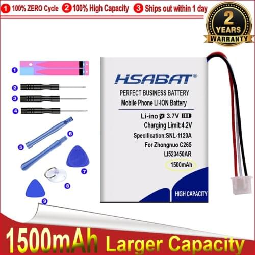 HSABAT 0 Cycle 1500mAh Battery for Zhongnuo C265 LI523450AR Ronson TP-900T 523450A HWCD6238(10) Qiaoxing Wireless Phone HR8188TC