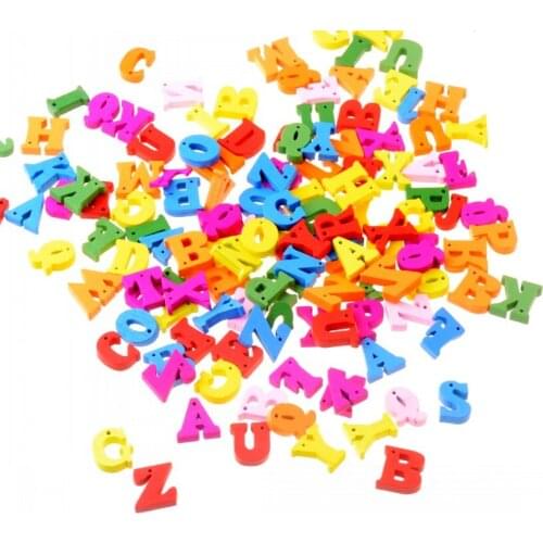 Free shipping 150pcs Random Mix Letter "A-Z" Flatback Wood Craft Decoration Promotions Scrapbooking Embellishments