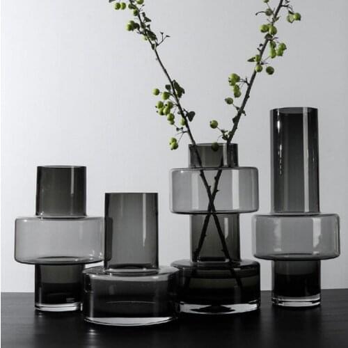 Black Transparent Vase Plant Garden Minimalist Decor Vase Hydroponics Geometric Decor Planter Pot Wazon Home Decoration BI50VS