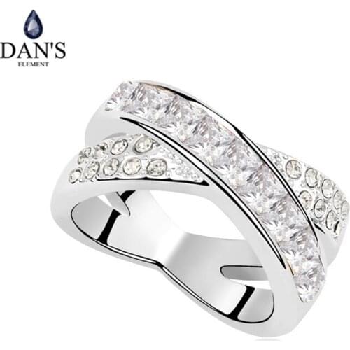 DANS 6Colors Real Austrian Crystals Fashion Ring for women New Sale Hot 96684Crystal