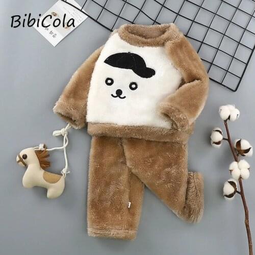 Baby new flannel pajamas suit children men and women men and women baby thickening home service coral fleece suit