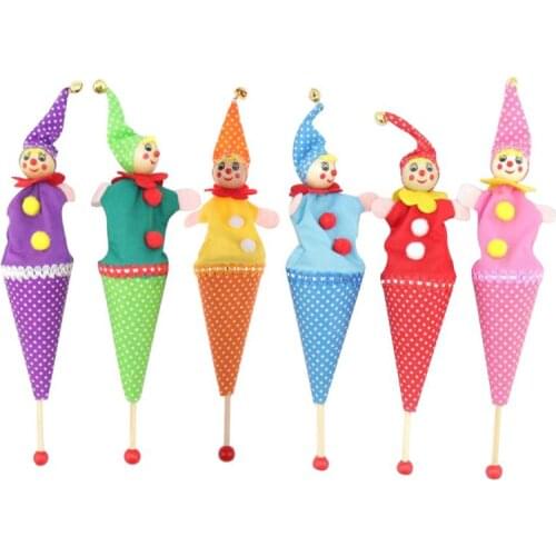 Baby Clown Cartoon Rattle Toys Wood Cloth Retractable Smiling Face Funny Play Telescopic Stick Dolls