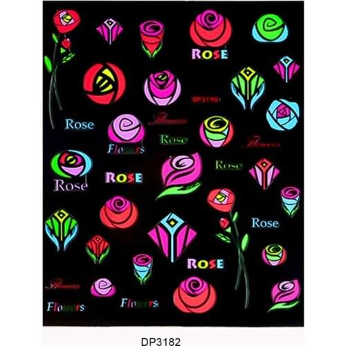 Fluorescent Nail Stickers Beautiful Night Glow Bar Dating Nail Stickers Nail Decals DIY Nail Decorations