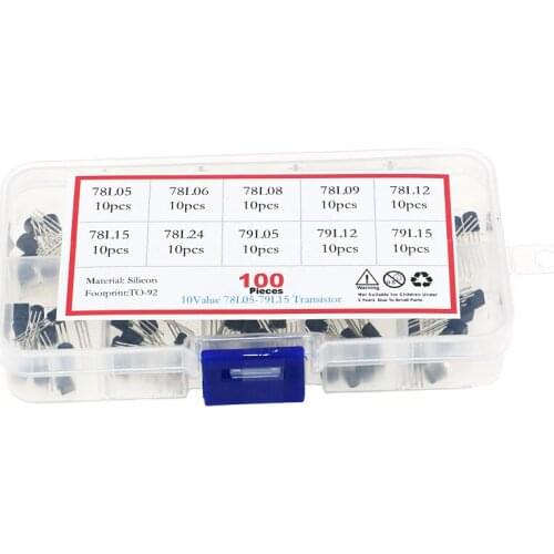 100pcs/Box TO-92 Voltage regulator transistors assortment Kit 78L05 78L06 78L08 78L09 78L12 78L15 79L05 79L12 79L15 LM317