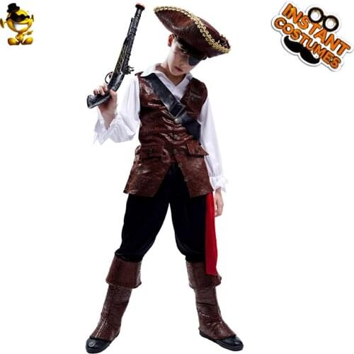 Pirate Costume for Kids Halloween Party Fancy Dress Up Carnival Buccaneer Outfits for Boys Childrens Pirate Clothing