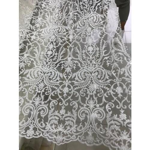 Nice looking embroidery Tulle Fabric with beads ZH-7822 French Tulle Lace Fabric