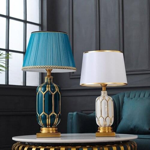 Brass material Nordic light luxury ceramic desk lamp stable and generous bedroom warm creative simple modern home living room ne