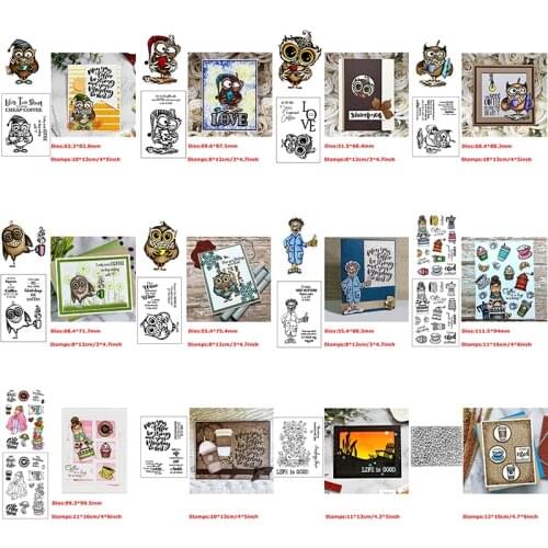 Metal Cutting Dies With Clear Stamps Coffee & Tea Diverse Owl Sir Madam Cup For Album Craft Decor Paper Cards Embossing Dies