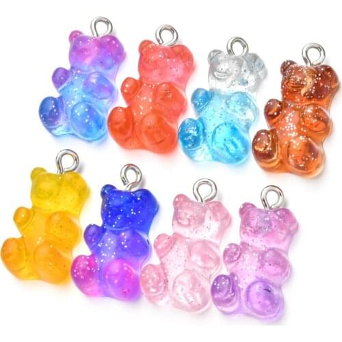 50pcs Cute Gummy Bear Charms Flat Back Resin Necklace Pendant Earring Charms for DIY Decoration 22mm*11mm