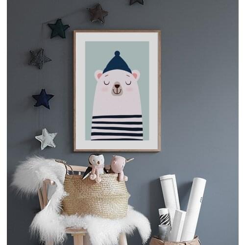 Cartoon Animal Bear Nursery Wall Art Paper Canvas Painting Nordic Posters And Print Wall Pictures For Baby Kids Room Decoration