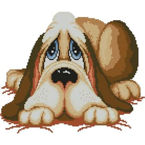 DIY Cross stitch set with Printed Pattern Dog Cute Cross stitch set Home Decoration Bead embroidery needlework 12.6"X15.4"