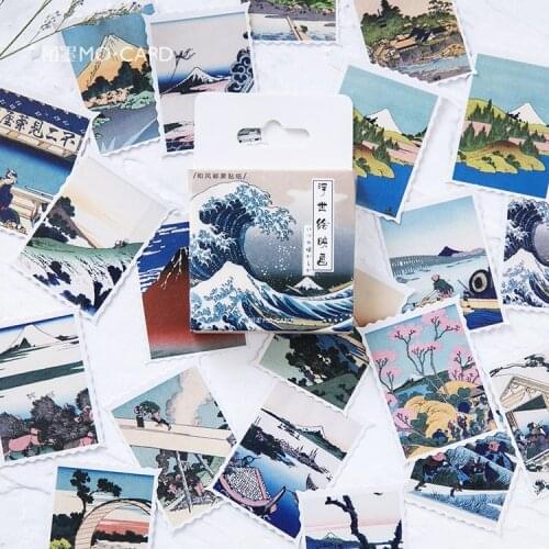 45 Pcs/pack Retro Paper Stickers Set Japanese Style Adhesive DIY Sticker Decorative Label for Scrapbooking Planners Letters