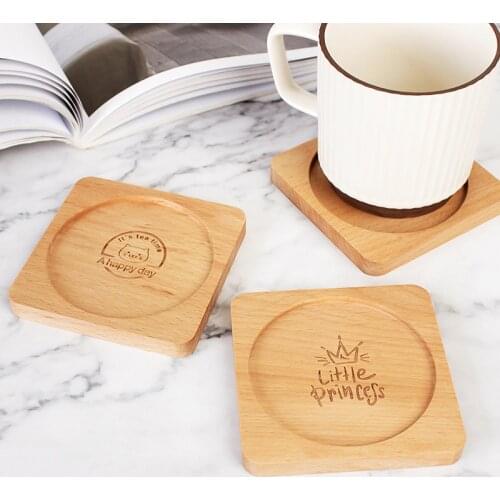 Pure Wooden Coaster Sets Mats Pads Carved Hollow Styles Promotional Gifts Souvenirs Custom Logo Available