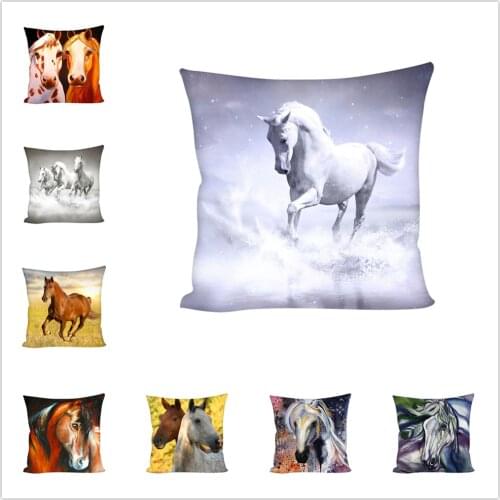 Throw Pillow Bts Case 45x45 Animal Print War White Horse Cushion Cover Sets for Chair Sofa Decorative Home Farmhouse Decor