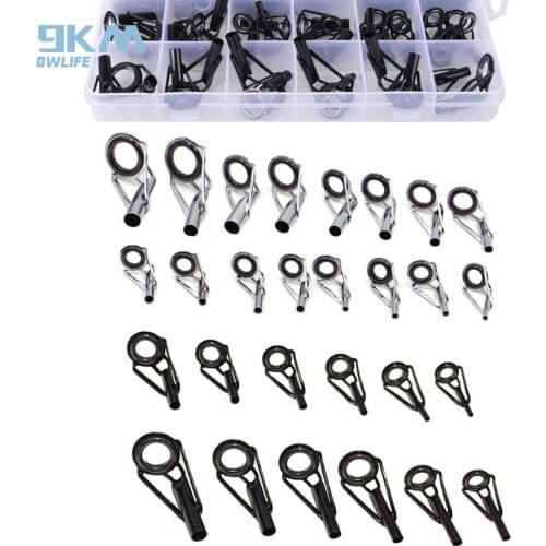 Fishing Rod Guides Tips Top Casting Ceramic Ring with Box Stainless Steel Frame All Size for Saltwater and Freshwater Fishing