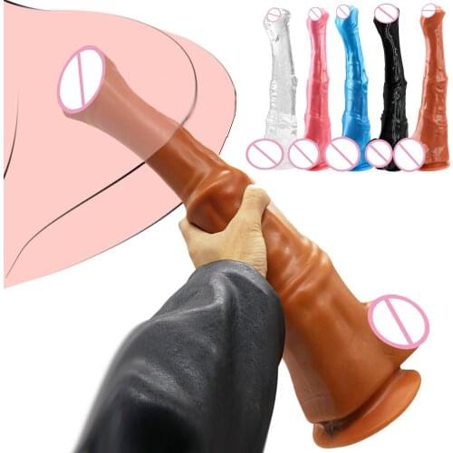 Huge Horse Dildo Super Long Animal Dildo Artificial Penis Suction Cup Female Masturbator Anal Dilator Adult Sex Toys For Woman