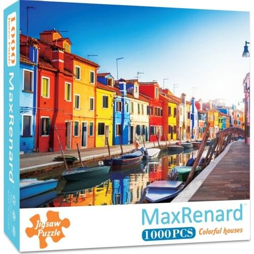 MaxRenard Jigsaw Puzzles 1000 Pieces for Adults 48*69cm Colorful Houses Assembling Picture Landscape Puzzles Toys for Adults