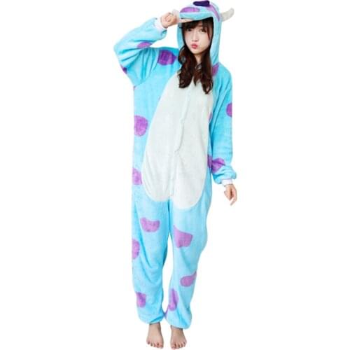 Kigurumi Monster Pajamas Adults Animal Onesies Winter Sleepwear Women Men Flannel Nightwear Cosplay Costumes