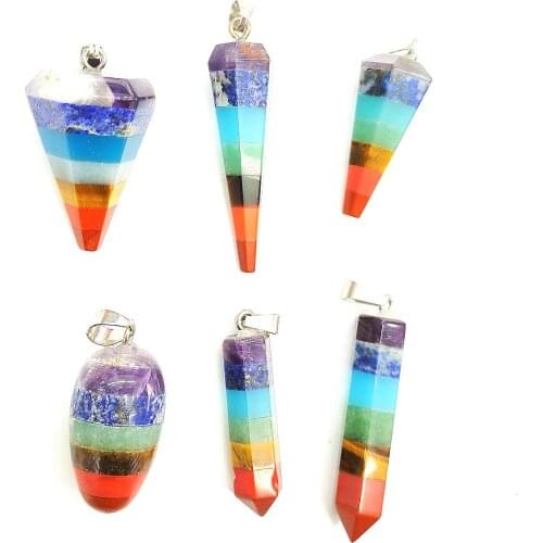 Natural Stone Charms Women Jewelry Making Conical Bullet Head Hexagonal Column Energy Pendant for DIY Necklace Accessories Wicca