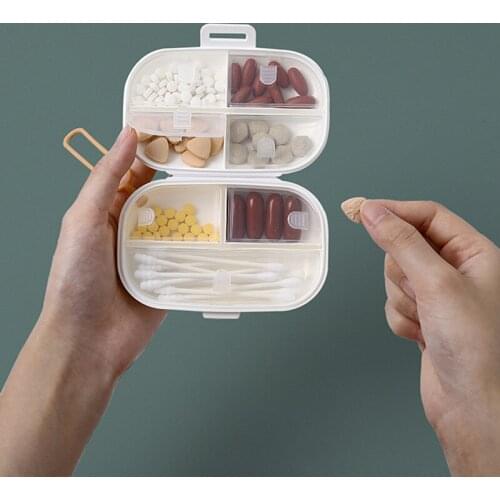7 Grids Portable Pill Box Compartments Mini Storage Box With Silicone Lanyard Food Grade Pp Medicine Organizer For Travel