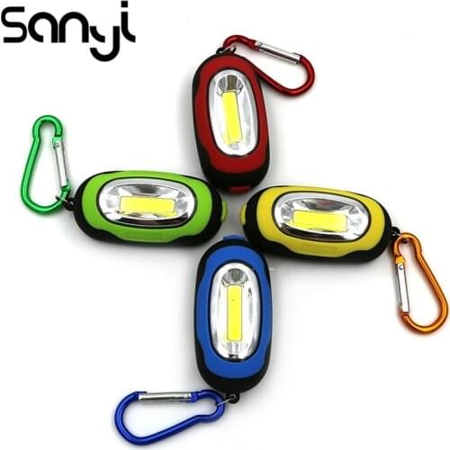 Portable Mini 3 Modes Outdoor Hanging COB LED Keychain Flashlight With CR 2032 Battery Camping Lamp Lights For Tent Fishing