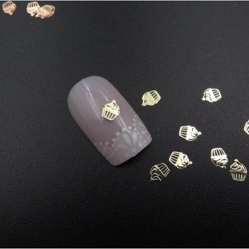 Approx. 1000pcs/bag Metal 4*5MM Silver and Gold Cupcake Design Non-adhesive Metal Slices Nail Art Decoration MS-381-1/2