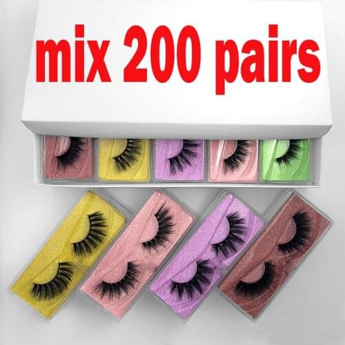 LEKOFO wholesale eyelashes 10/20/100/200 pairs Set 3D false eye lashes pure faux cils natural mink eyelashes Makeup In Bulk