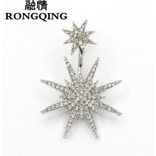 RONGQING 1pair Gold Silver Fashion Bohemian protector Hexagram Earrings for Women Sisters Candy Color Jewelry Gift